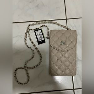 BADGLEY MISCHKA Crossbody Phone and Card Holder. Quilted Vegan Leather